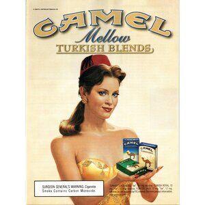 2003 Camel Turkish Blends Cigarettes Vintage Print Ad Pin Up Girl Fez Wall Art